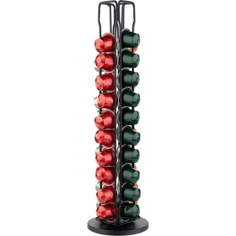 Porte-capsules Nespresso - Support rotatif 360° - Capacité 40 tasses - Noir - Rangement à café (1/5)