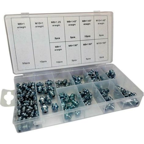 110 pz Assortito Metriche Idraulico Ingrassatori Accessorio Officina Garage Set