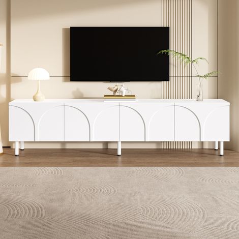 Mueble TV 180x35x49 cm blanco MDF y PB, 4 puertas con 2 espacios de almacenaje (1/5)