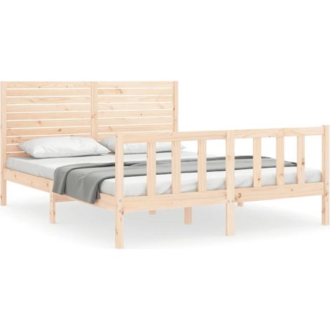 vidaXL Bettgestell mit Kopfteil 160x200 cm Massivholz