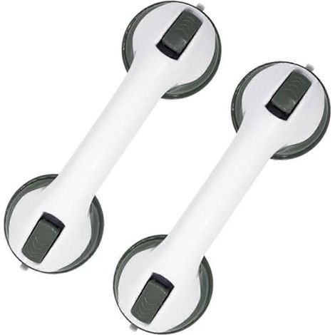Barre d'appui de baignoire et de douche en deux parties, poignée de douche à ventouse, barre d'appui pour siège de douche, barre d'appui de salle de bain grise moderne (1/5)