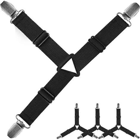 Grip Nonslip lit drap sangle, réglable Elastic Fasteners avec Iron Clips, Bedsheet support pour Fitted Sheets, Install (1/5)