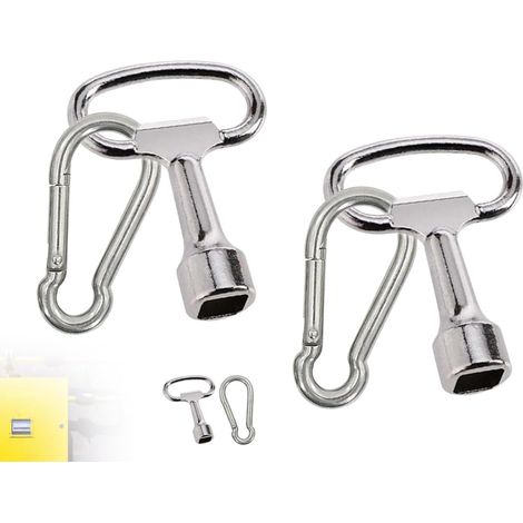 2 pièces clé carrée,clé à douille,clé à évent,clé d'armoire de commande,clé carrée robinet,robinet d'eau externe clé à 4 pans,clé de ventilation de chauffage,pour boîte de compteur d'eau à gaz (1/5)