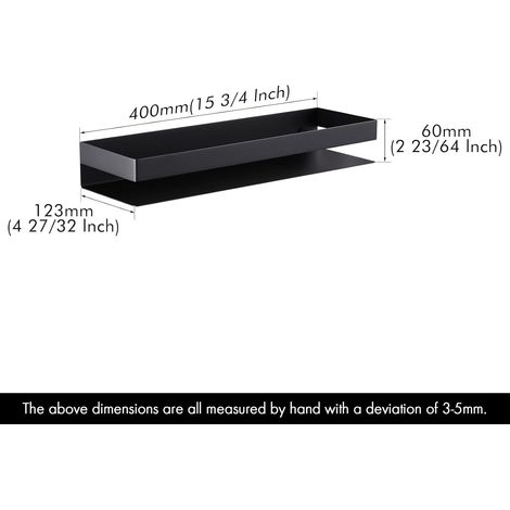 Étagère de Salle de Bain Étagère Murale Étagère Douche Acier Inoxydable Noir 40 cm