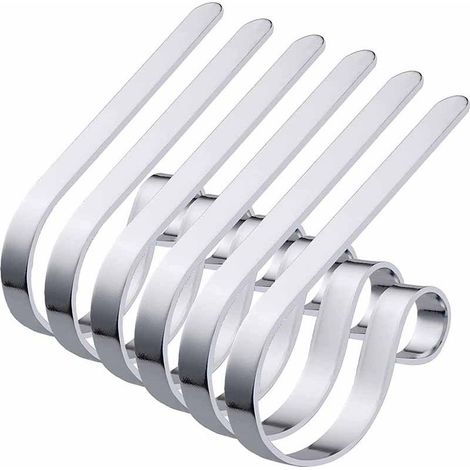 6pcs 12 x 6.5cm Crochets pour Bas de Noël, Alliage Crochet à supports Chaussettes bas noël métal argen pour Accrocher des Chaussettes Sacs à Main Une (Argent) (1/4)