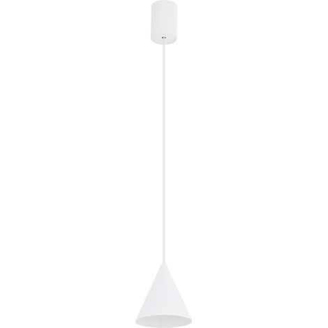 Pendelleuchte Weiß rund Ø 11 cm H: max. 130 cm schmal Kegelschirm GU10 Modern Hängelampe