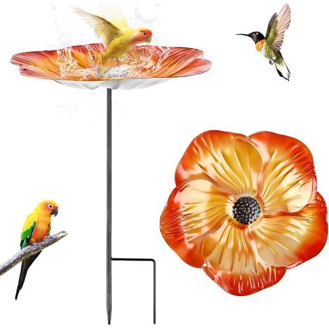 1 Bain D'Oiseaux Sur Pied, Fonte Robuste, Distributeur Nourriture, Résistant Gel, Pour Jardin (1/5)