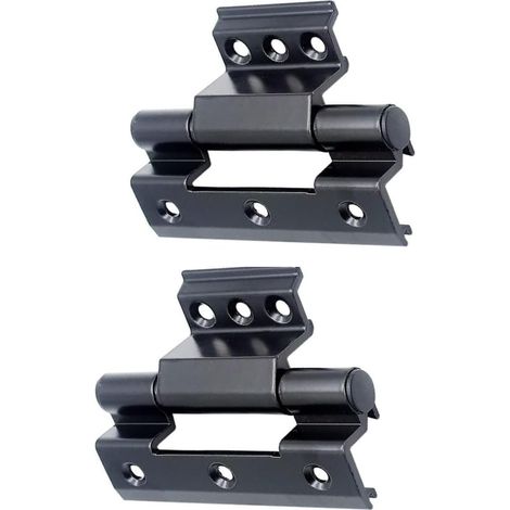 Bisagras plegables de alta resistencia, bisagras de aleación de aluminio negro, 2 mosquiteras, sin agujeros, ventana abatible (negra). (1/5)