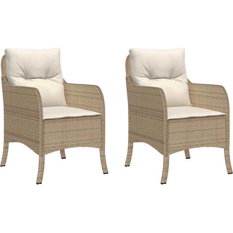 Garden Chairs with Cushions 2 pcs Beige Poly Rattan vidaXL (1/5)