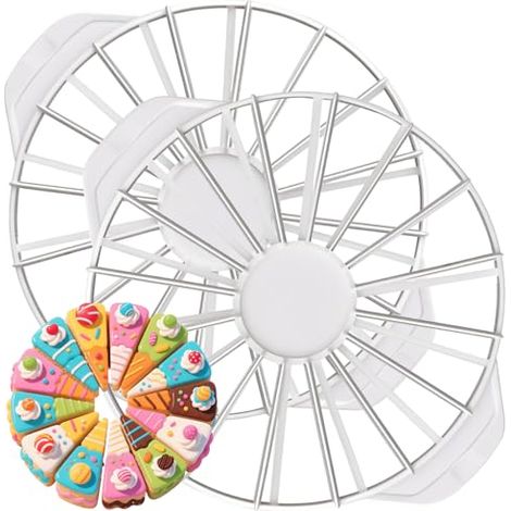 Cake Divider - Adjustable 10/12 & 14/16 Portions - For Round Cakes - Food Safe BPA Free Plastic - Dishwasher Safe - Set of 2 (1/5)