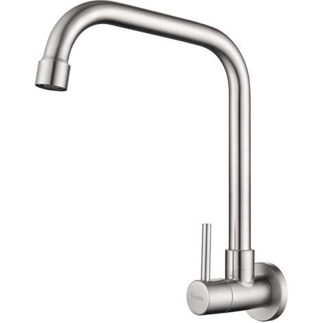 Robinet Mural Eau Froide pour Cuisine, Mitigeur Evier Mural Brossé Anti-empreinte, Robinetterie Pivotant à 360° en Acier Inoxydable, Mousseur Démontable (1/5)