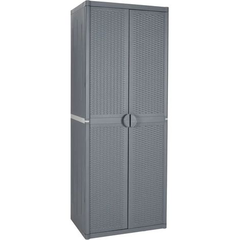 Armoire de rangement de jardin avec 4 étagères 65 x 45 x 172 cm design pratique en PP gris (1/5)