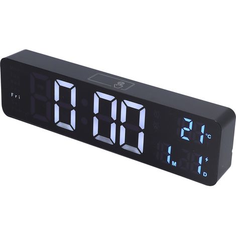 Réveil simple noir avec écran LED numérique, affichage de la température et câble USB, idéal pour la chambre, le bureau ou l'école. Convient pour la chambre, le bureau ou l'école. (1/5)