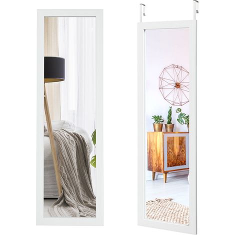 120 x 37cm Full Length Mirror Over the Door Wall Mirror w/ Hanging Hooks (1/5)