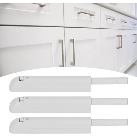 Set mit 3 Druckriegeln, oxidationsbeständig, für Schrank- und Küchentüren, grau. (1/5)