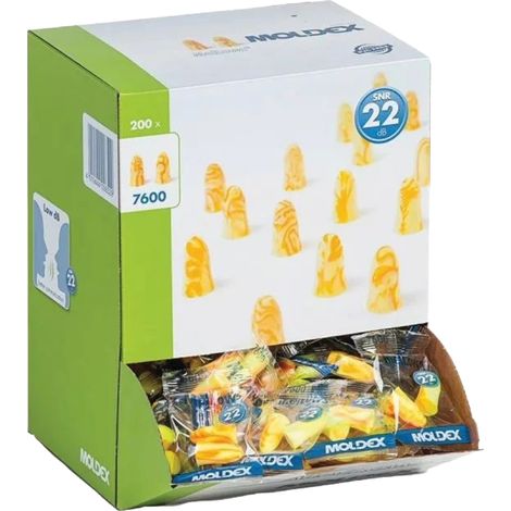 Bouchons d'oreilles antibruit en mousse jetables SNR 22 dB Moldex MelLows (Boîte de 200 paires) Jaune Unique
