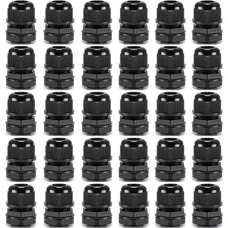 30 Stück Pg11-Kabelverschraubungen, 5–10 mm wasserdichte IP68-Kabelverbinder, M18 1,5 Kunststoff-Klemmverbinder, Kabelverschraubungen (schwarz)