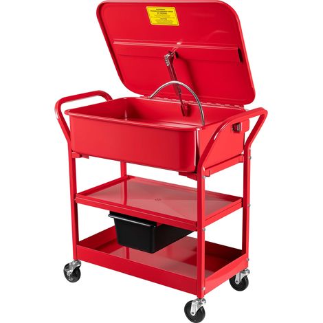 Wiltec Lavadora de piezas de taller fregadero limpiador de piezas dispositivo limpieza lavado componentes Industriales mecánicos con estructura de carrito