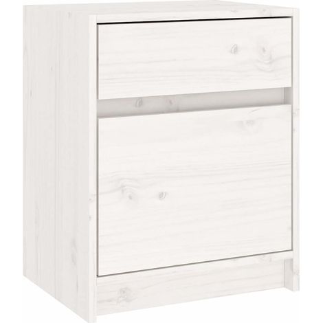 Maison Exclusive - Nachtschrank Weiß 40x31x50 cm Massivholz Kiefe (1/5)