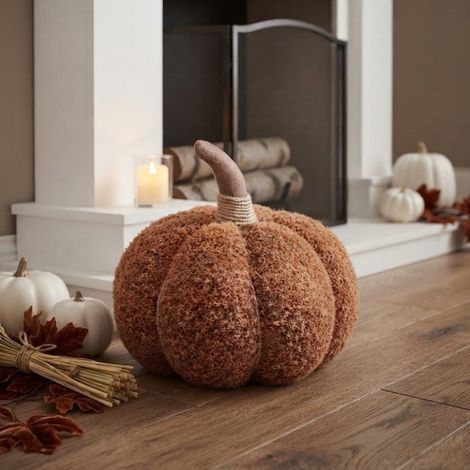 XL Plush Textured Chestnut Pumpkin Decoration (1/2)