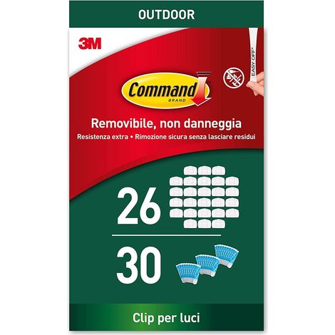 Command Clip Adesive Trasparenti per Decorazioni Esterne, 26 Clip e 30 Strisce-ottimi per Luci da Esterno Giardino senza Forare, Danneggiare il Muro o Lasciare Residui Appiccosi (1/5)