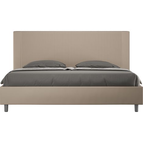 Letto matrimoniale king size contenitore imbottito 200x200 similpelle tortora Appia Large (1/5)