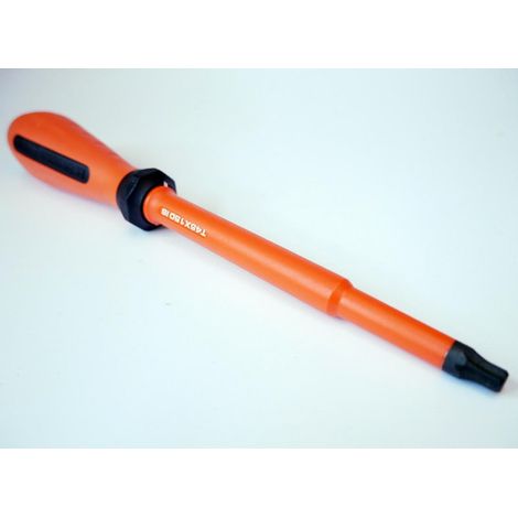 Tournevis Torx T45 8x150mm isolé 1000V orange/ noir lame decolletée chromé manche bi-matière vis creuses DERANCOURT
