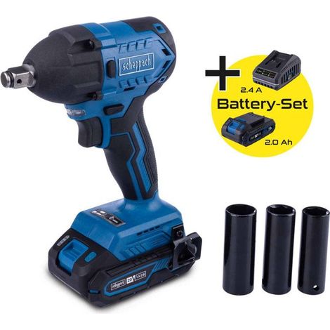 Clé a choc sans fil BC-IW350-X - 1/2 brushless 180Nm/350Nm 3600 bpm +3 douilles - SCHEPPACH 20V IXES - Batterie 2Ah + chargeur 2.4A (1/5)