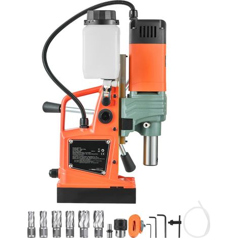 Perceuse magnétique portable 1450W, diamètre de carottage 50mm, force 13000N, vitesse variable, 6 trépans inclus, pour surfaces métalliques industrielles. (1/5)