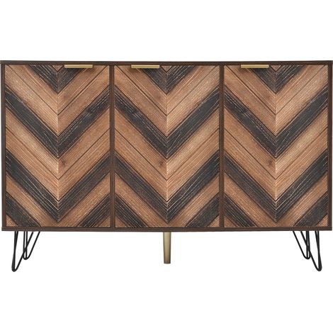 ELVMI Buffet et enfilade avec 3 Portes et Étagères intérieures, pour Salon ou Salle à Manger, en Panneaux de particules, 120×38×76.5 cm, Naturel (1/4)