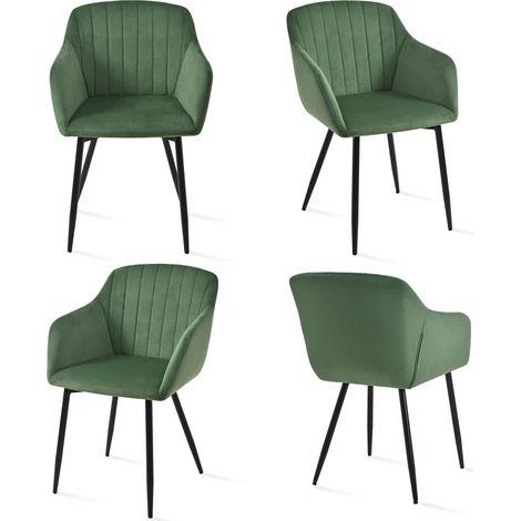 Goeurvant Sedie da pranzo minimaliste con seduta ampia e braccioli ergonomici, combinazione di comfort ed eleganza - Set di 4 - Verde