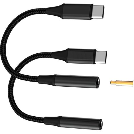 Adaptateur USB C Jack vers 3.5mm pour iPhone 17 16 15 Pro Max Compatible avec Samsung Galaxy S26 S25 S24 Ecouteur Prise Cable Casque(Lot de 2)pour Apple Audio Type C Filaire AUX Adapter DAC pour iPad (1/5)