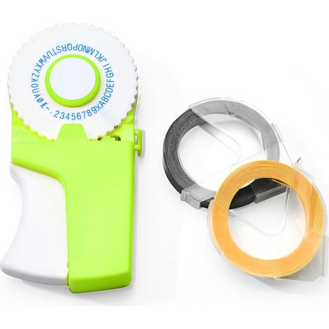 Étiqueteuse de gaufrage 3D manuelle, mini machine à écrire avec 2 rouleaux de ruban adhésif – 9 mm x 300 cm, étiqueteuse portative pour organiser l'artisanat, la cuisine, la maison, l'école, le bureau (1/5)