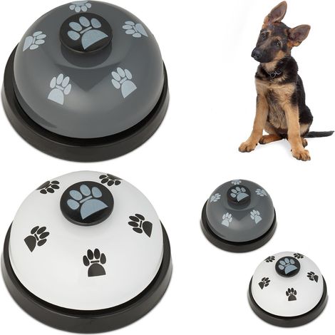 Relaxdays Pack 4 Campanas Entrenamiento Mascotas, Campanilla para Adiestramiento de Perros y Gatos, 4,5x7 cm, Multicolor (1/5)