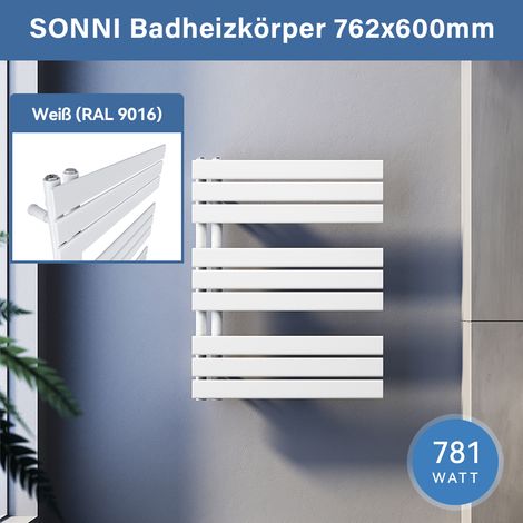 SONNI Badheizkörper Handtuchhalter Weiß Handtuchwärmer Panel Handtuchtrockner,76x60cm Seitenanschluss