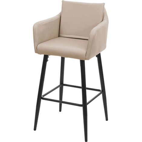 Sgabello da bar alto da bancone con seduta poggiapiedi in metallo in sintetico tortora design moderno 040005293