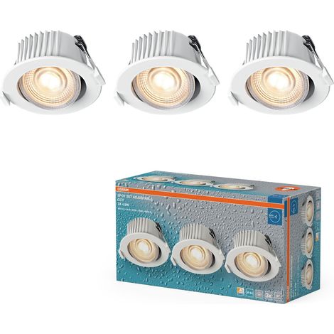 Spot LED encastrable CCT IP44 4,9 W Blanc 88 mm, lot de 3 pour (1/4)
