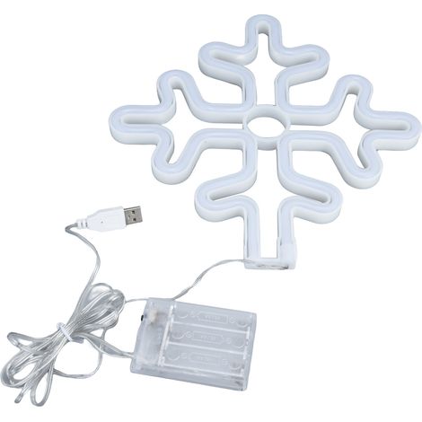 Enseigne au néon de 70 pouces, flocon de neige de noël romantique, batterie, décoration lumineuse LED alimentée par USB pour 5V. (1/5)