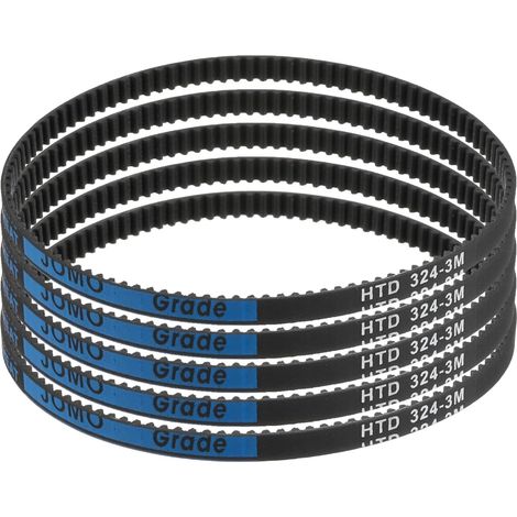 5pcs HTD-3M Courroie de Distribution en Caoutchouc 108 Dents, 324mm Longueur de Pas x 6mm Largeur x 2.4mm Hauteur, Courroie de Poulie en Boucle Fermée (1/5)
