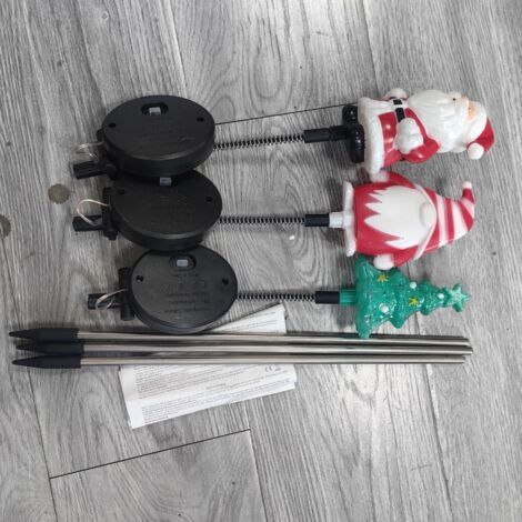 BUNTHAUS Lampe Solaire Balançante pour Jardin Décoration de Noël Extérieure avec Père Noël Nain et Arbre de Noël Éclairage IP65 Étanche-