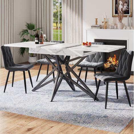Conjunto mesa extensible y 4 sillas comedor OKMYHOME (1/5)