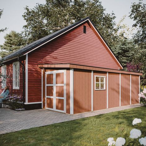 Garden house premium quality 14.3 m² - H231x248x648 cm - Construction of LP Smartside panels - Without floor and side wall - Timbela M941B (1/5)