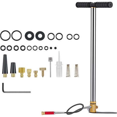 VEVOR PCP-Handpumpe 3-stufig, Hochdruckpumpe 25,82 MPa, Standpumpe mit Öl-Wasser-Filter, Manometer und Edelstahlgehäuse, für Luftgewehre, Paintball, Reifenbefüllung und Schlauchboote (1/5)