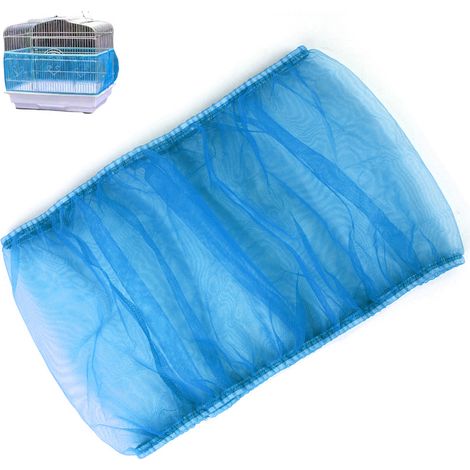 2 tailles Filet de protection pour cage à oiseaux, maille aérée, jupe extensible avec sangles élastiques, bleu (1/5)