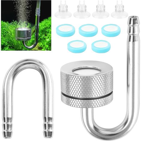 Difusor de CO2 para acuario - Difusor de dióxido de carbono con ventosas y tubo en U - Difusor de oxígeno para acuario - Difusor de CO2 - Para acuarios - Peces de agua dulce y plantas (1/5)