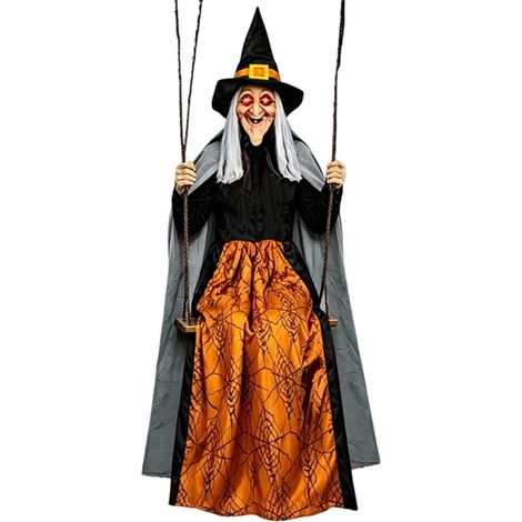Sorcière se Balançant 1,8 m Taille Réelle Extérieur Accessoires de Maison  Décorations Halloween Sorcière Suspendue d'Extérieur Pour maison fête maisons hantées cheminée pelouse cour (1/5)