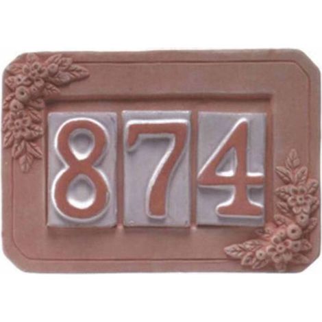 5 x PORTANUMERO IN TERRACOTTA 3 POSTI 24X16 CM