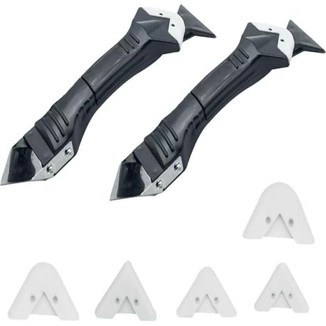 Kit Outil Enlève Joint Silicone 3 en 1,Multifonction Acier Inoxydable, 5 Embouts Interchangeables pour Joints Coulis Résine Salle de Bain Cuisine Sol(2 Pièce) (1/5)