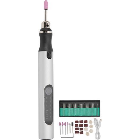 Vibrationsgravierer, elektrischer Mini-Mikrograviererstift, 10-W-Elektro-Mikrograviererstift für Keramik und Metall (Silber) (1/4)