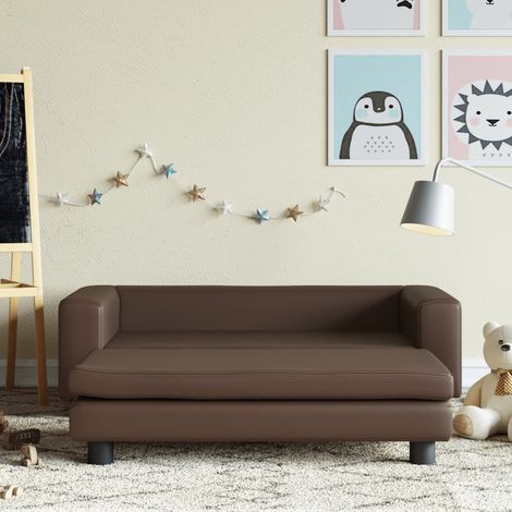 Canapé,Sofa Style Moderne avec repose-pied de Salon,Chambre pour enfants marron 100x50x30 cm -Q1141 (1/5)